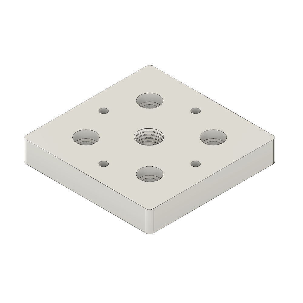 32-9090M16S-1 MODULAR SOLUTIONS FOOT & CASTER CONNECTING PLATE<BR>90MM X 90MM, M16 HOLE, SOLID ALUMINUM W/HARDWARE